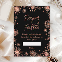 Rose Gold Snowflakes Winter Diaper Raffle Enclosure Card