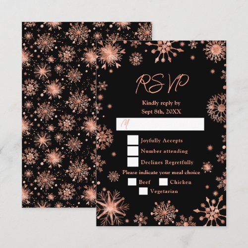Rose Gold Snowflakes Winter Meal Choice