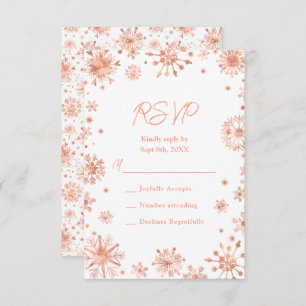 Rose Gold Snowflakes Winter RSVP Card