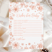 Rose Gold Snowflakes Wishes For Baby Invitation