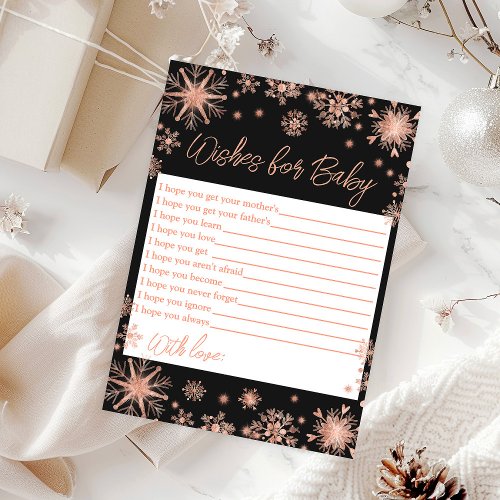Rose Gold Snowflakes Wishes For Baby Invitation