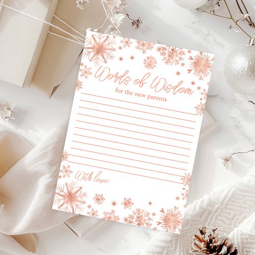 Rose Gold Snowflakes Words of Wisdom Invitation