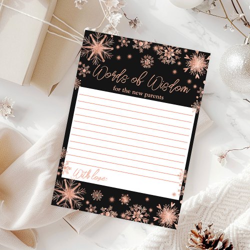 Rose Gold Snowflakes Words of Wisdom Invitation