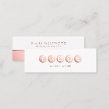 Rose Gold Social Media Elegant Professional Modern Mini Business Card by CardStyle at Zazzle