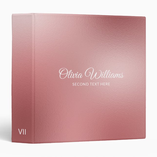 Rose Gold Soft Metallic Texture 3 Ring Binder (Front/Spine)