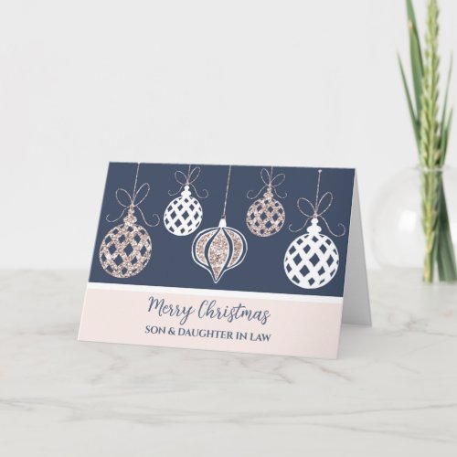 Rose Gold Son  Daughter in Law Merry Christmas Card