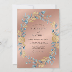 Rose Gold Sophisticated Botanical Wedding Invitation