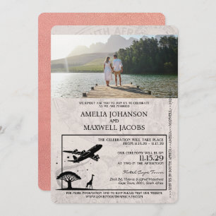 Rose Gold South Africa Passport Wedding Invitation