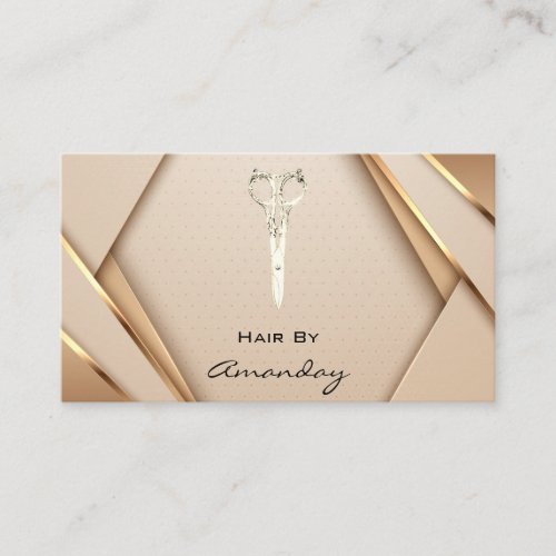 Rose Gold SPA Logo Scissors Hair Stylist   Business Card