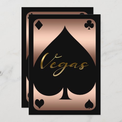 Rose Gold Spade Casino Las Vegas 21st Birthday Invitation