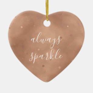 Rose Gold Sparkle Ceramic Ornament
