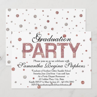 Rose Gold Sparkle Confetti Graduation Party Invitation