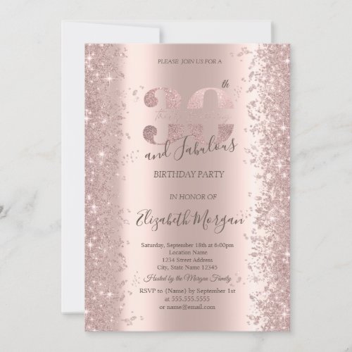  Rose Gold Sparkle Diamonds 30th Birthday  Invitation