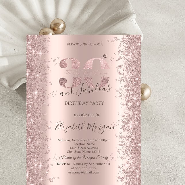  Rose Gold Sparkle Diamonds 30th Birthday  Invitation (Creator Uploaded)