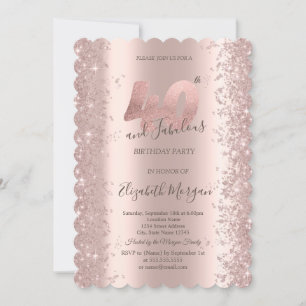 Rose Gold Sparkle Diamonds 40th Birthday Invitation