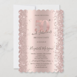  Rose Gold Sparkle Diamonds 50th Birthday  Invitation