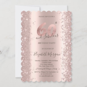Rose Gold Sparkle Diamonds 60th Birthday Invitation