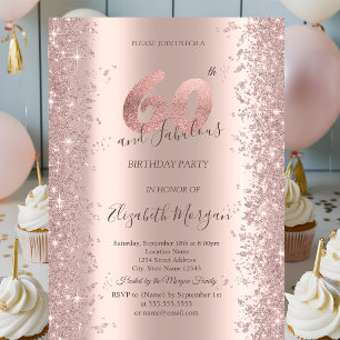 Rose Gold Sparkle Diamonds 60th Birthday Invitation