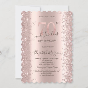  Rose Gold Sparkle Diamonds 70th Birthday  Invitation