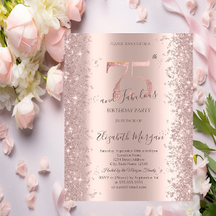 Rose Gold Sparkle Diamonds 75th Birthday Invitation