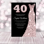 Rose gold Sparkle Dress 40th Birthday Party Black Invitation<br><div class="desc">Rose gold blush pink Sparkle Dress 40th Birthday Party Black Invitation

Variations to the invitation and matching items in our store</div>