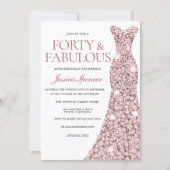 Rose Gold Sparkle Dress 40th Birthday Party Invite (Front)