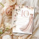 Rose Gold Sparkle Dress Floral 40th Birthday Party Invitation<br><div class="desc">Step into sophistication with our luxurious 40th Birthday Party Invitation, showcasing a stunning rose gold dress adorned with simulated details in radiant gold and rose gold glitter, elegantly surrounded by blush pink flowers. This invitation is a celebration of timeless elegance and refined beauty, perfectly capturing the essence of a milestone...</div>