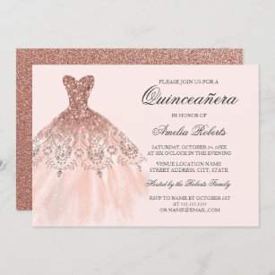 Rose Gold Sparkle Dress Quinceañera Invitations & Invitation Templates | Zazzle Rose Gold Sparkle Dress Quinceañera Invitations & Invitation Templates | Zazzle