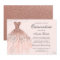 Rose Gold Sparkle Dress Quinceanera Invitation