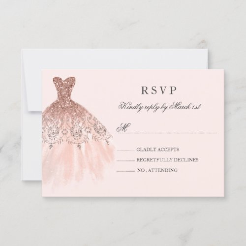 Rose Gold Sparkle Dress Quinceanera RSVP