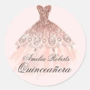 Rose Gold Sparkle Dress Quinceanera Sticker