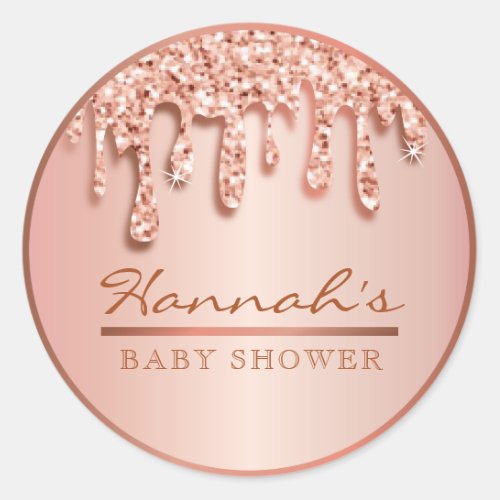 Rose Gold Sparkle Drippy Drip Baby Shower Sticker