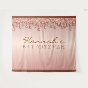 Rose Gold Sparkle Drippy Drip Bat Mitzvah Backdrop