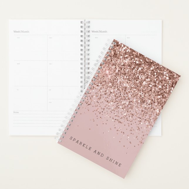Rose Gold Sparkle Faux Glitter Planner (Display)