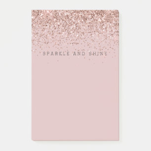 Rose Gold Sparkle Faux Glitter Post-it Notes