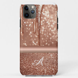 💖 Rose Gold Sparkle Flow Custom Name Glitter Drip iPhone 11 Pro Max Case