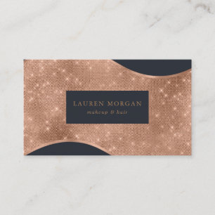 rose gold sparkle foil wave luxurious business card