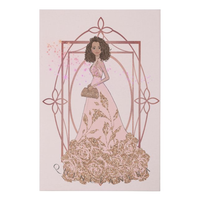 Rose Gold Sparkle Formal Beauty Quinceañera Faux Canvas Print (Front)