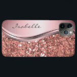 Rose Gold Sparkle Glam Bling Personalized Metal iPhone 11 Pro Max Case<br><div class="desc">The design is a photo and the cases are not made with actual glitter, sequins, metals or woods. This design is also available on other phone models. Choose Device Type to see other iPhone, Samsung Galaxy or Google cases. Some styles may be changed by selecting Style if that is an...</div>