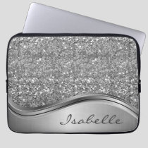 Rose Gold Sparkle Glam Bling Personalized Metal   Laptop Sleeve