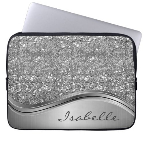 Rose Gold Sparkle Glam Bling Personalized Metal   Laptop Sleeve