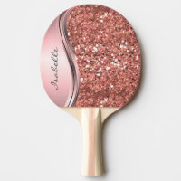 Rose Gold Sparkle Glam Bling Personalized Metal Ping Pong Paddle