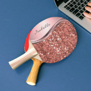 Rose Gold Sparkle Glam Bling Personalized Metal Ping Pong Paddle