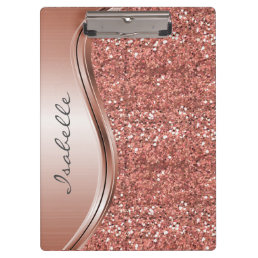 Rose Gold Sparkle Glam Bling Personalized Monogram Clipboard