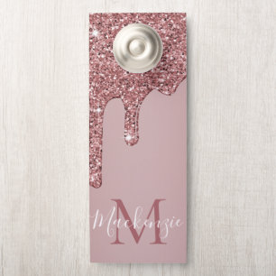Rose Gold Sparkle Glam Glitter Drips Door Hanger