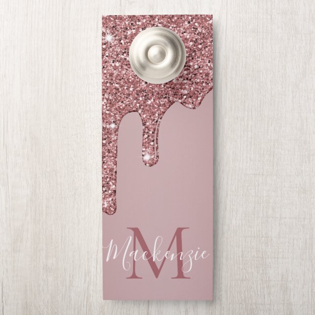 Rose Gold Sparkle Glam Glitter Drips Door Hanger (On Knob)
