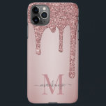 Rose Gold Sparkle Glam Glitter Drips Monogram iPhone 11Pro Max Case<br><div class="desc">Girly Rose Gold Sparkle Glitter Drips Monogram Cell Phone Case with fashion faux blush pink/rose gold glitter drips on a chic background with your custom monogram and name. You're dripping in luxury, so your phone should be, too! Please contact us at cedarandstring@gmail.com if you need assistance with the design or...</div>