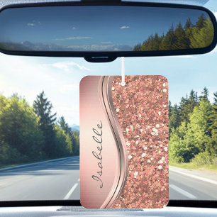 Rose Gold Sparkle Glam Glitter  Personalized Metal Air Freshener