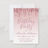 Rose Gold Sparkle Glitter Any Age  Birthday Invitation (Front)