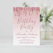 Rose Gold Sparkle Glitter Any Age  Birthday Invitation (Standing Front)